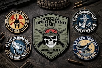 design a bold army, k9 or tactical badge logo