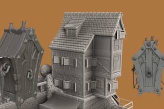 custom sculpt diorama house miniature terrain fortress castle for 3d printing