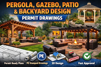 deliver carport plan, gazebo, pergola and outdoor structure permit drawing