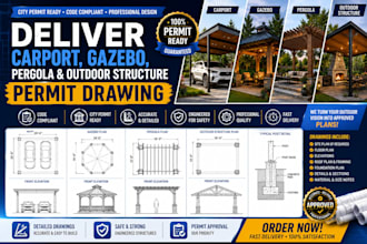 deliver carport plan, gazebo, pergola and outdoor structure permit drawing
