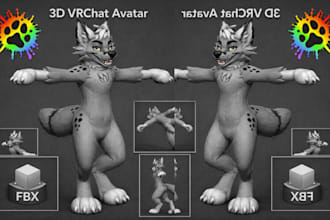 custom vrchat furry avatar commission, quest compatible full body tracking nsfw
