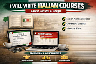 write italian online course content, course content and design