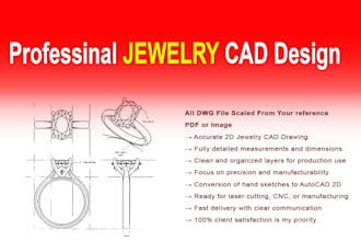 work for professional 2d jewelery cad design with measurement