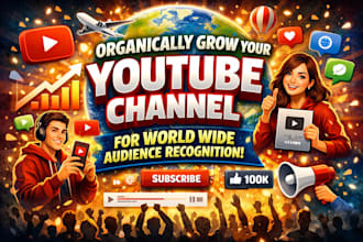 organically grow your youtube channel for world wide audience recognition