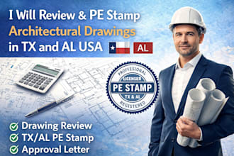 do pe stamp and architectural drawing review for tx and al approval