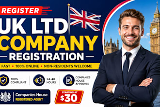 register UK ltd company and handle full UK business formation