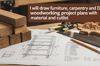 draw furniture carpentry DIY woodworking project plans with material and cutlist