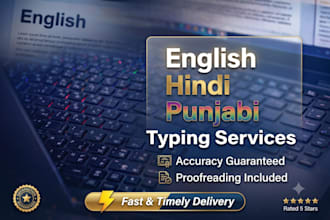 english, punjabi and hindi typing and document formatting