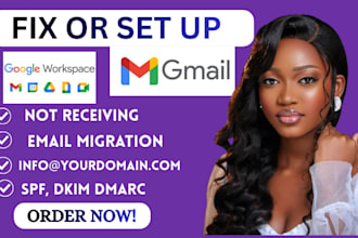 fix or setup google workspace, business domain emails, gmail, g suite, migration