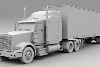 do detailed 3d truck modeling car part wrap model van kit model for 3d printing