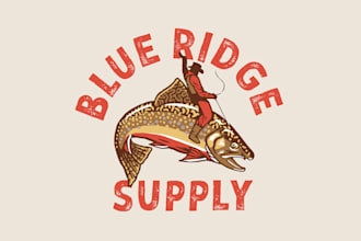draw a hunting or fishing illustration for outdoor brand