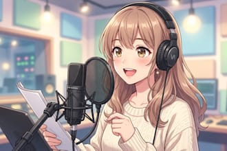 record a cute young female anime voice over as yuna