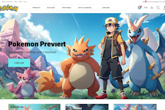 design pokemon website trading card pokemon shopify store or pokemon logo