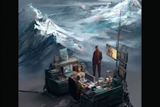 illustrate environments, landscapes, board game, concept art