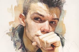 paint watercolor illustration and watercolor portrait