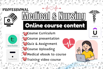 write medical, nursing, wellness online course content elearning ebook PPT slide