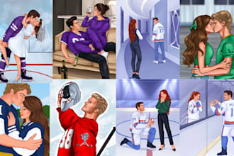 do fantasy sport romance character art romance book cover college couple art