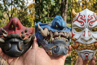 design, 3d print paint and ship custom cosplay mask helmet cosplay armor stl
