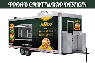 do food cart wrap design, food trailer, food stall, container, food truck wrap