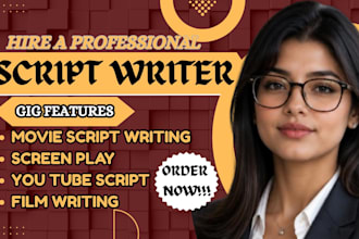 write movie anime, romance, drama and kids youtube scripts comedy skit tv series