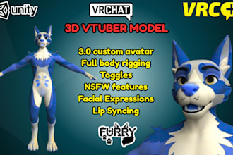 rig vrchat or furry avatar, facial tracking, convert to vtuber for vseeface