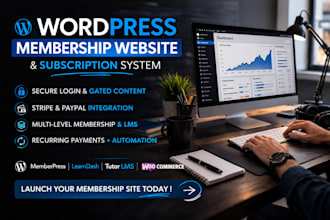build wordpress membership website subscription website with memberpress, lms