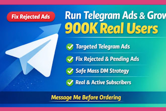 run telegram ads fix rejected ads  grow 900k real telegram users