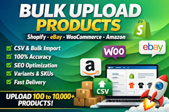 import, manage bulk product upload on shopify, ebay, etsy or amazon