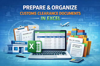 prepare and organize customs clearance documents in excel