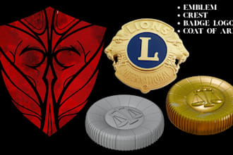 sculpt 3d emblem, crest, badge logo stl for 3d printing and engraving