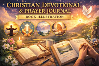 illustrate christian devotional book prayer journal book scripture artwork KDP
