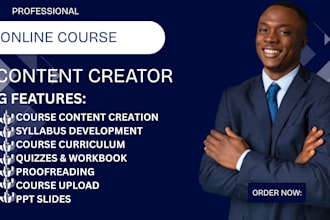 design professional online course content, curriculum, PPT slides and workbook