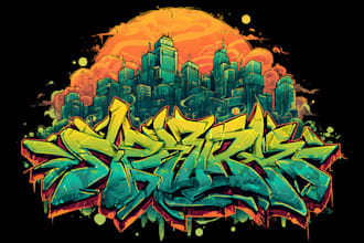 create graffiti logo for music artist or rapper