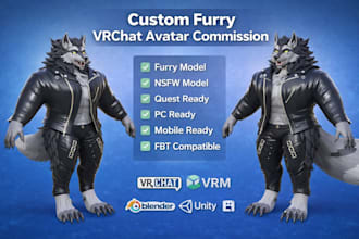 create realistic 3d furry models, nsfw vrchat avatars, vtuber model for vseeface