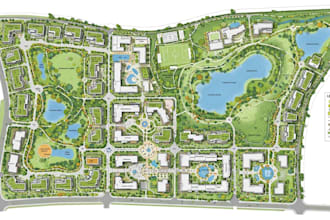 create master plan design architectural site plan and map illustration