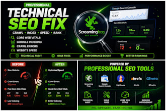 fix technical seo, crawl errors and core web vitals