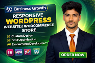design responsive wordpress website, redesign, or develop woo commerce