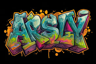 draw urban graffiti logo with hand drawn style