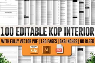 design low content KDP notebook journal printable templates