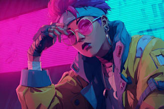 make cyberpunk illustration anime for poster music