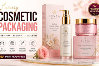 design luxury skincare and cosmetic packaging box and label