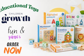 design creative educational toy packaging box with 3d mockup