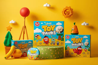 design creative educational toy packaging box with 3d mockup