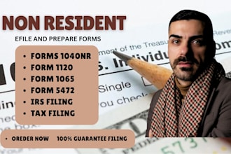 efile and prepare non resident irs forms 1040nr 11120 5472 1065 w8ben tax filing