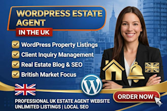 create wordpress estate agent website uk property listing booking system