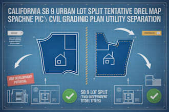 california sb 9 urban lot split tentative parcel map civil grading plan utility