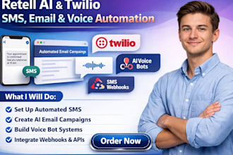 build retell ai automated retell email twilio sms ai webhook ai voice workflow