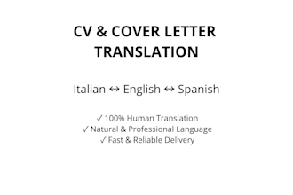translate your CV, resume or cover letter into italian, english, and spanish