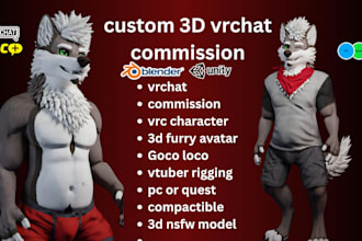 fix, edit or rig vrchat avatar, furry nsfw model, vtuber character or pc quest