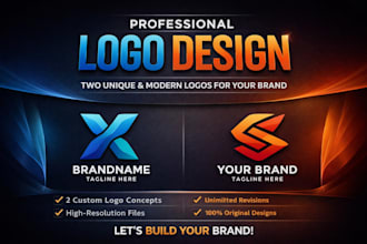 create two unique, modern logo tailored to your brand